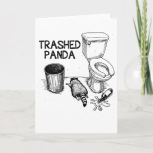 Trashed Panda Funny Drunk Racoon Card