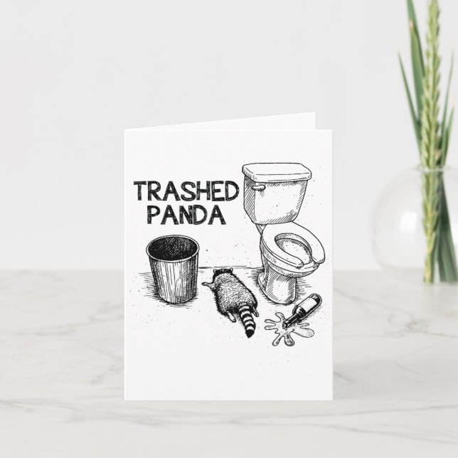 Trashed Panda Funny Drunk Racoon  Card (Front)