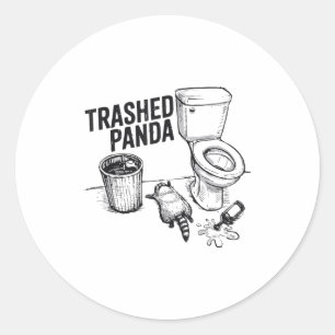 Trashed Panda Funny Drunk Racoon  Classic Round Sticker