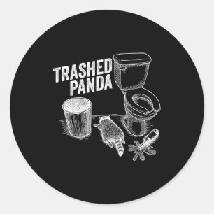 Trashed Panda Funny Drunk Racoon Classic Round Sticker