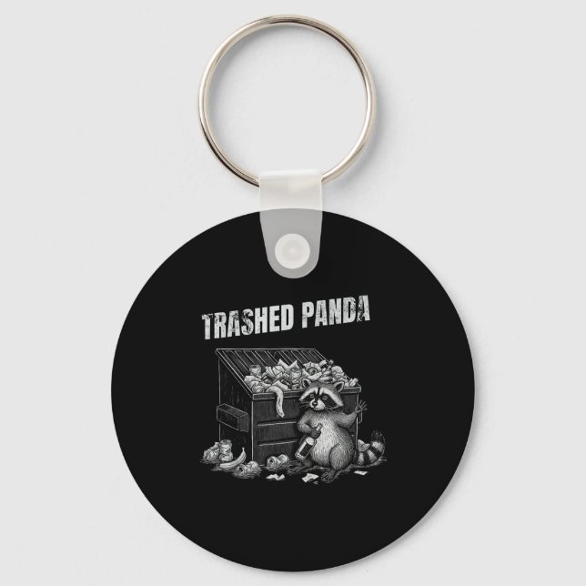 Trashed Panda Funny Drunk Racoon Cool Animals Grap Key Ring (Front)