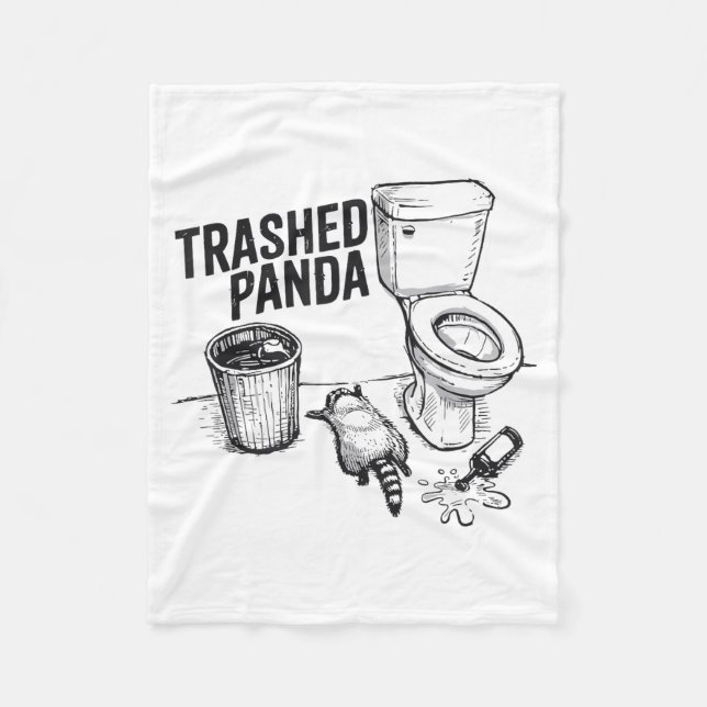 Trashed Panda Funny Drunk Racoon  Fleece Blanket (Front)