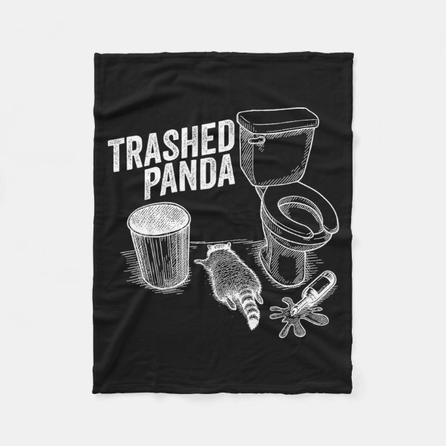 Trashed Panda Funny Drunk Racoon  Fleece Blanket (Front)