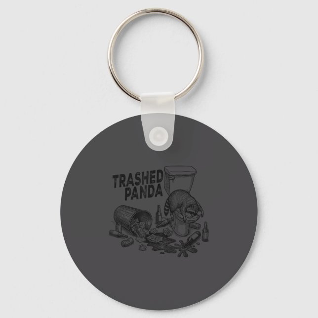 Trashed Panda Funny Drunk Racoon  Key Ring (Front)