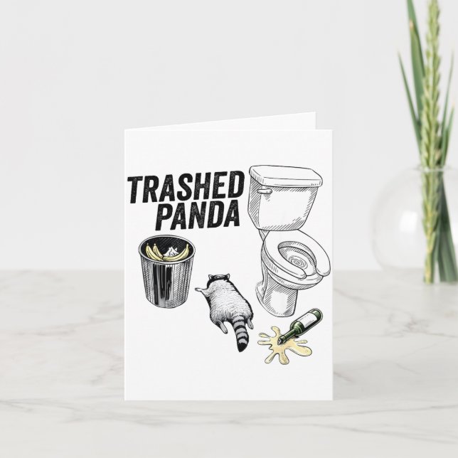 Trashed Panda, Funny Drunk Racoon, Trash Panda Hu Card (Front)