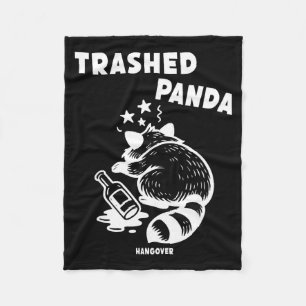 Trashed Panda Hangover Social Media Crazy Drunk Ra Fleece Blanket