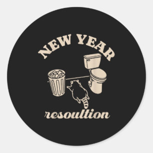 Trashed Panda New Year Resolution Funny Drunk Racc Classic Round Sticker