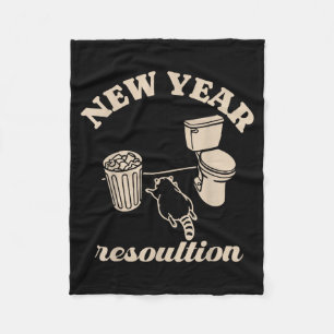 Trashed Panda New Year Resolution Funny Drunk Racc Fleece Blanket