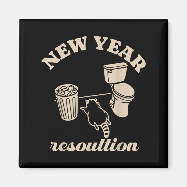 Trashed Panda New Year Resolution Funny Drunk Racc Magnet (Front)