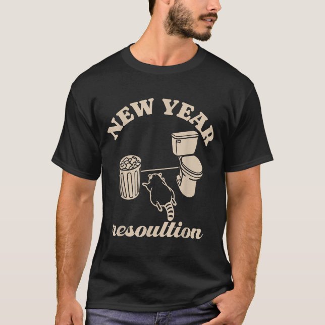 Trashed Panda New Year Resolution Funny Drunk Racc T-Shirt (Front)