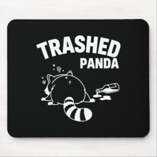 Trashed Panda Racoon Gets Drunk Illustration Mouse Pad