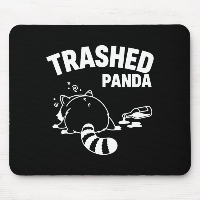 Trashed Panda Racoon Gets Drunk Illustration Mouse Pad (Front)