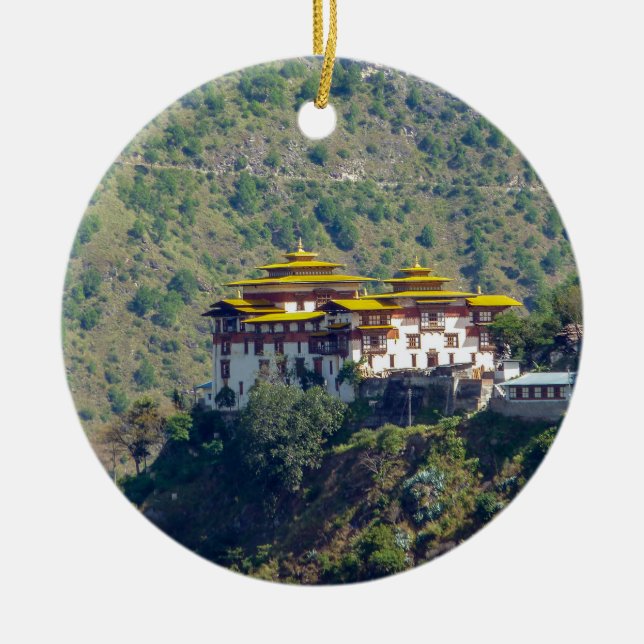 Trashigang Dzong - Eastern Bhutan Ceramic Ornament (Front)