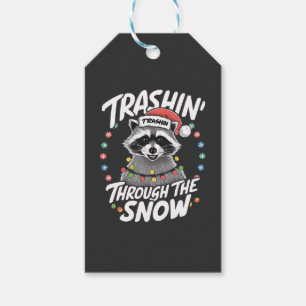Trashing Through the Snow Funny Racoon Christmas Gift Tags