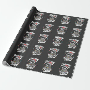 Trashing Through the Snow Funny Racoon Christmas Wrapping Paper