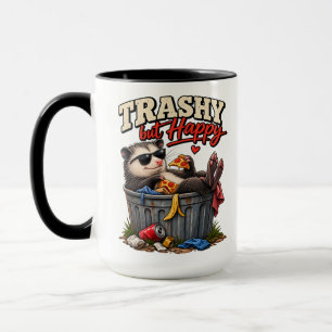 Trashy But Happy Funny Racoon Humour Mug
