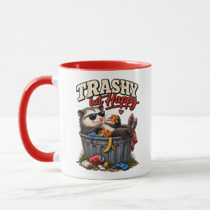 Trashy But Happy Funny Racoon Humour Mug