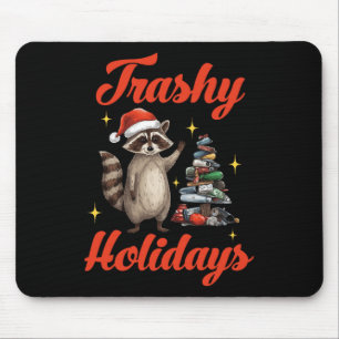 Trashy Holiday Christmas Racoon Santa Xmas Tree F Mouse Pad