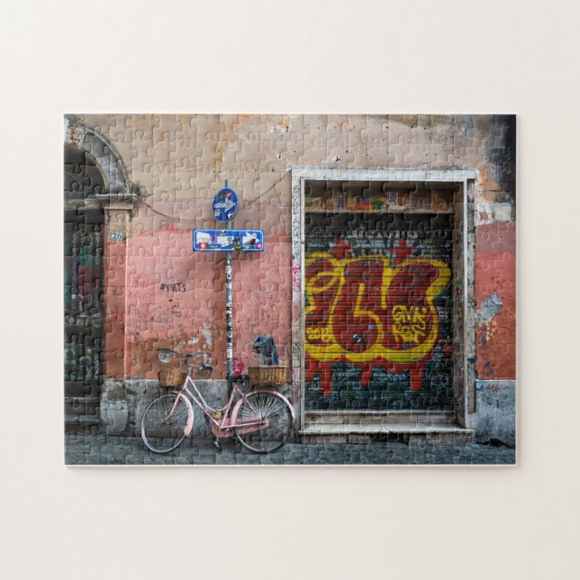 Trastevere Bicycle Colourful Door Jigsaw Puzzle (Horizontal)