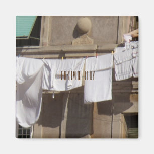 Trastevere, Italy, Clothesline, brown Magnet