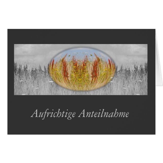 Trauerkarte Herbstwiese grau (Front Horizontal)