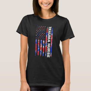 Trauma Nurse Nursing Tie Dye American Flag 4th Of T-Shirt