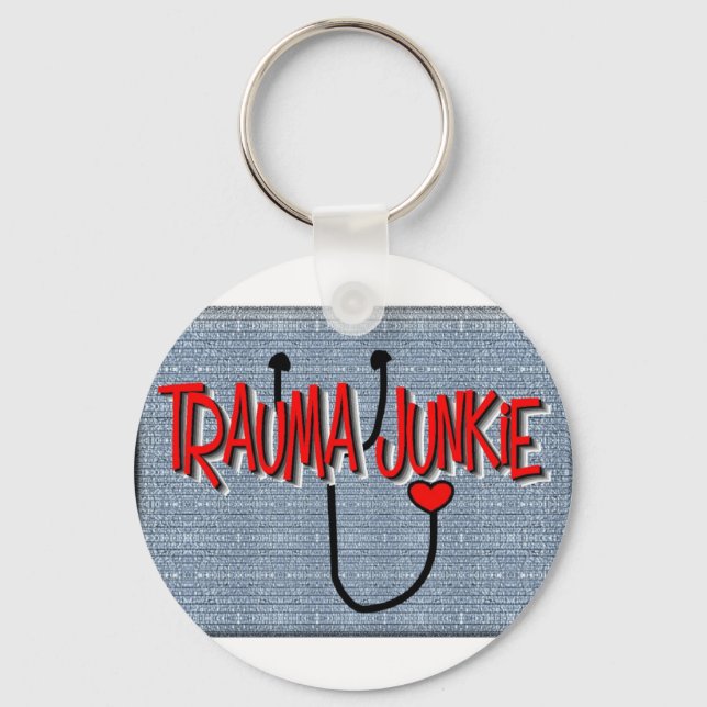Trauma Nurse "Trauma Junkie" Gifts Key Ring (Front)