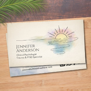 Trauma Recovery Sunrise Over Ocean Watercolor Business Card