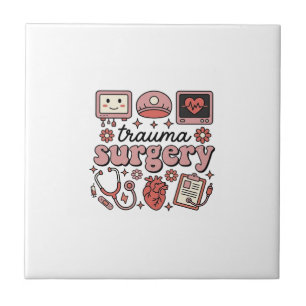 Trauma Surgery Vintage Medical Vector Shirt Design Ceramic Tile
