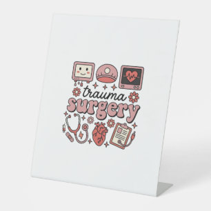 Trauma Surgery Vintage Medical Vector Shirt Design Pedestal Sign