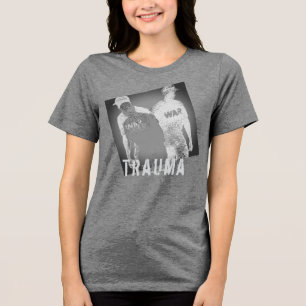 "Trauma" War Image Abstract in Black Grey White  Tri-Blend Shirt
