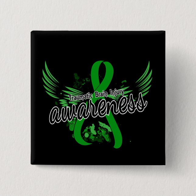Traumatic Brain Injury Awareness 16 15 Cm Square Badge (Front)