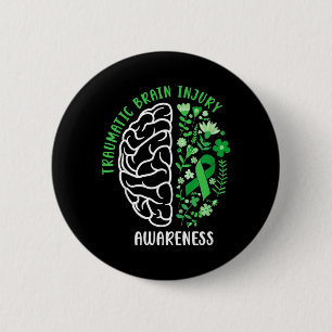 Traumatic Brain Injury Awareness Flowers TBI 6 Cm Round Badge
