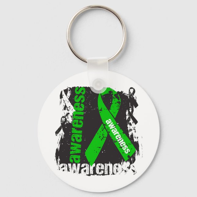 Traumatic Brain Injury Awareness Grunge Ribbon Key Ring (Front)