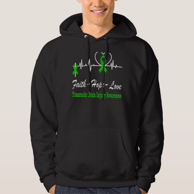 Traumatic Brain Injury Awareness Heartbeat Christi Hoodie (Front)