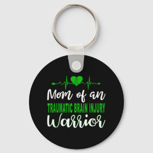 Traumatic Brain Injury Awareness Heartbeat Green P Key Ring