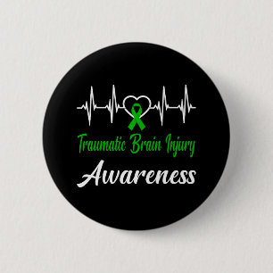 Traumatic Brain Injury Awareness Love Heartbeat Gr 6 Cm Round Badge