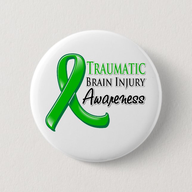 Traumatic Brain Injury Awareness Ribbon 6 Cm Round Badge (Front)