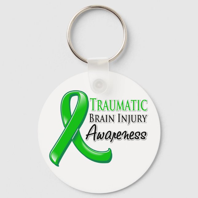 Traumatic Brain Injury Awareness Ribbon Key Ring (Front)