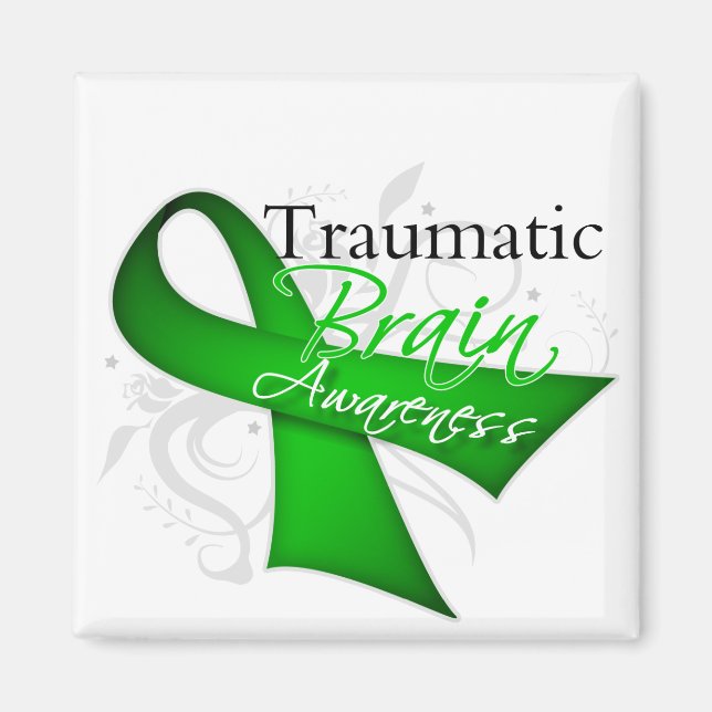 Traumatic Brain Injury Awareness Ribbon Magnet (Front)