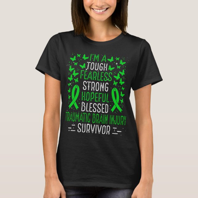 Traumatic Brain Injury Awareness Ribbon Survivor T-Shirt (Front)