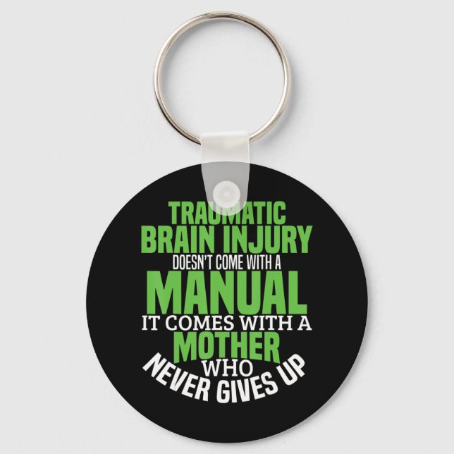 Traumatic Brain Injury Awareness T Shirt TBI Aware Key Ring (Front)