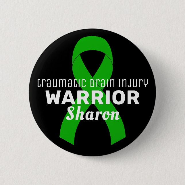 Traumatic Brain Injury Warrior Ribbon Black 6 Cm Round Badge (Front)