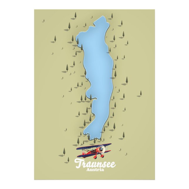 Traunsee Austrian lake map Poster (Front)