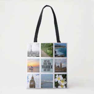 Travel   8 Photo Collage Personalised Tote Bag