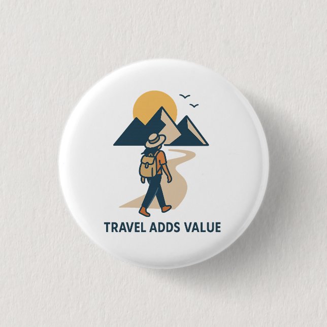 Travel adds value 3 cm round badge (Front)