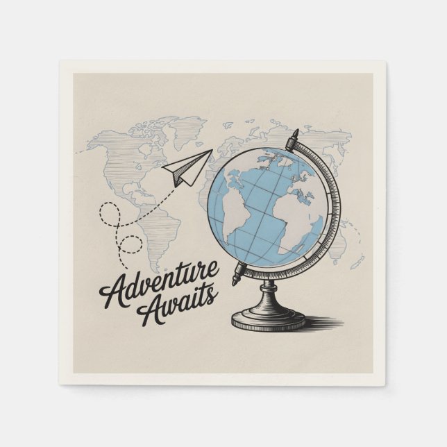 Travel Adventure Awaits Napkin (Front)