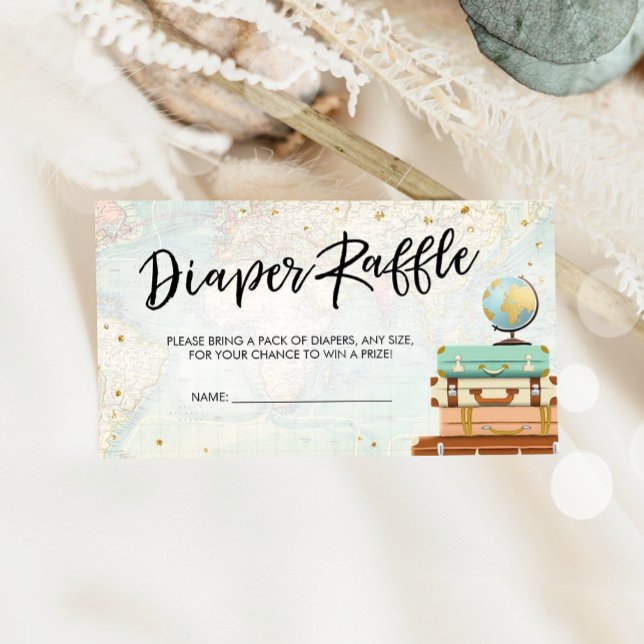 Travel Adventure Baby Shower Diaper Raffle Enclosure Card (Creator Uploaded)