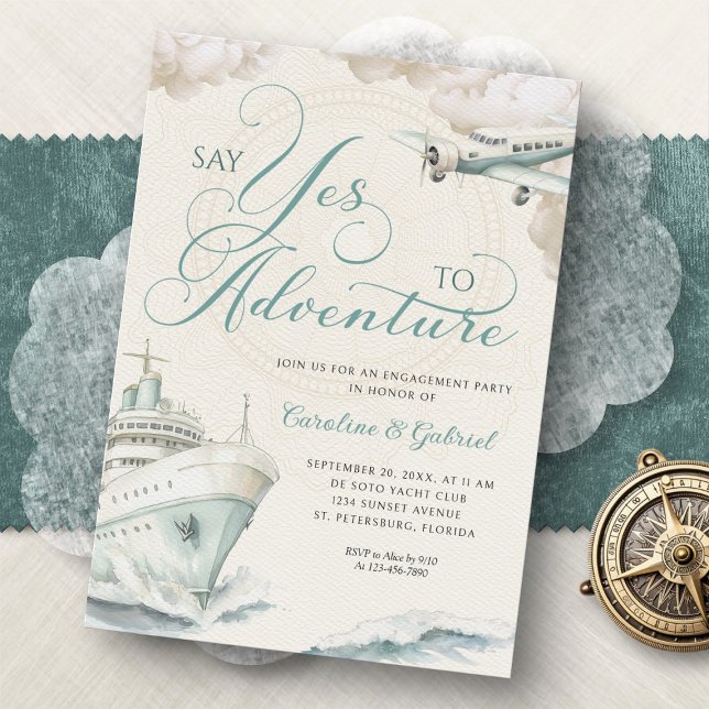 Travel Adventure Cruise Engagement Party Invitation (Creator Uploaded)