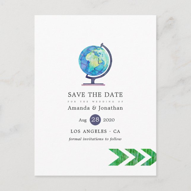Travel Adventure Passport Wedding Save the Date Announcement Postcard (Front)